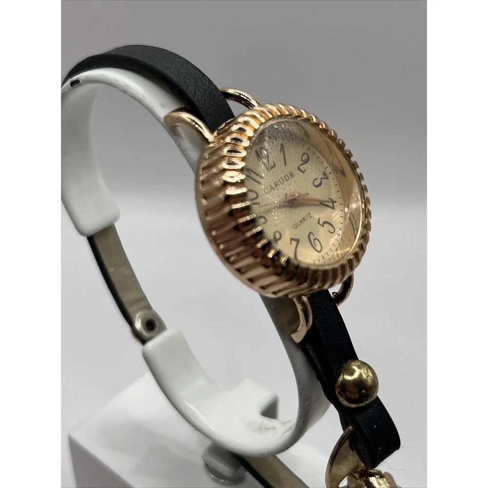 Carude Women's Quartz Wrap Watch Black‎ Band Rose Gold Case- New Battery